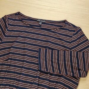 Lane Bryant Womens 3/4 Sleeve Boat Neck Button Sheath Dress 14/16 Striped Dress